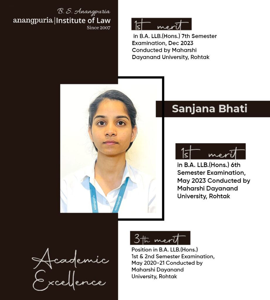 B.A. LL.B. (Hons.) Student Sanjana Bhati