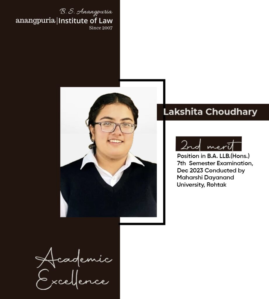 B.A. LL.B. (Hons.) student Lakshita Choudhary
